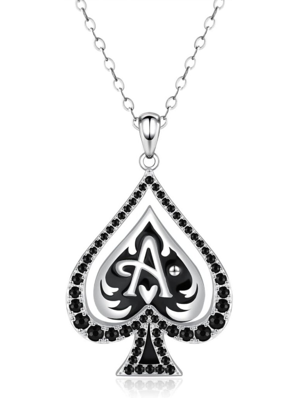 Stylish Ace of Spades Necklace - 925 Sterling Silver Poker Charm Jewelry for